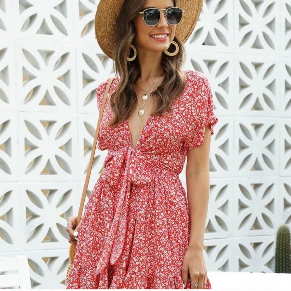 FLORAL REDāMINI DRESS - Picture 5 of 10